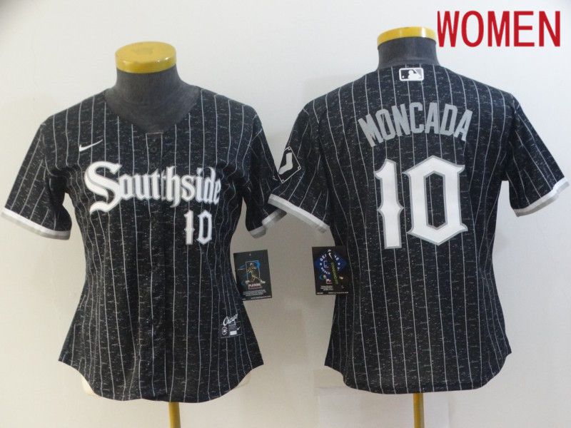 Women Chicago White Sox #10 Moncada City Edition Black Game Nike 2021 MLB Jerseys->women mlb jersey->Women Jersey